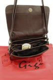 GIGI - Women's Leather Flap Over Cross Body Handbag - Shoulder Bag with Long Adjustable Strap - OTH1008 - with heart keyring charm - Dark Brown