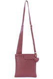 GIGI - Women's Leather Cross Body Handbag - Shoulder Bag with Long Adjustable Strap - OTHELLO 2057 - with heart keyring charm - Burgundy