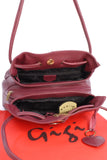 GIGI - Women's Leather Shoulder Bag - OTHELLO 4323 - with heart keyring charm - Burgundy