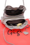GIGI - Women's Leather Shoulder Bag - OTHELLO 4323 - with heart keyring charm - Grey
