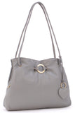 GIGI - Women's Leather Shoulder Bag - OTHELLO 4323 - with heart keyring charm - Grey