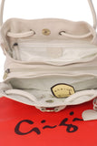 GIGI - Women's Leather Shoulder Bag - OTHELLO 4323 - with heart keyring charm - Cream