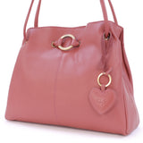 GIGI - Women's Leather Shoulder Bag - OTHELLO 4323 - with heart keyring charm - Pink