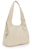 GIGI - Women's Leather Shoulder Bag - OTHELLO 4326 - with heart keyring charm - Cream