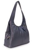 GIGI - Women's Leather Shoulder Bag - OTHELLO 4326 - with heart keyring charm - Dark Blue / Navy