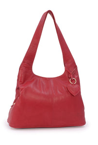 GIGI - Women's Leather Shoulder Bag - OTHELLO 4326 - with heart keyring charm - Red