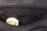 GIGI - Women's Leather Top Handle Handbag / Shoulder Bag - OTHELLO 4466 - with heart keyring charm - Black