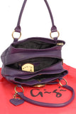 GIGI - Women's Leather Top Handle Handbag / Shoulder Bag - OTHELLO 4466 - with heart keyring charm - Purple