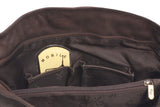 GIGI - Women's Leather Shoulder Handbag / Cross Body Bag with Adjustable Strap - OTHELLO 4589 - with heart keyring charm - Dark Brown