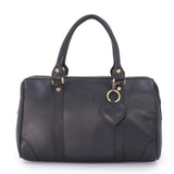 GIGI - Women's Leather Midi Grab Bag - Top Handle Handbag - OTHELLO 5067 - with heart keyring charm - Black