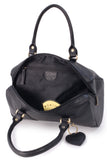 GIGI - Women's Leather Midi Grab Bag - Top Handle Handbag - OTHELLO 5067 - with heart keyring charm - Black