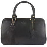 GIGI - Women's Leather Midi Grab Bag - Top Handle Handbag - OTHELLO 5067 - with heart keyring charm - Dark Blue / Navy