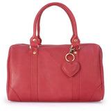 GIGI - Women's Leather Midi Grab Bag - Top Handle Handbag - OTHELLO 5067 - with heart keyring charm - Red