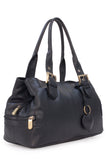 GIGI - Women's Leather Top Handle Handbag / Shoulder Bag - OTHELLO 6165 - with heart keyring charm - Black