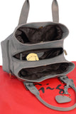 GIGI - Women's Leather Top Handle Handbag / Shoulder Bag - OTHELLO 6165 - with heart keyring charm - Light Grey
