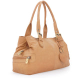 GIGI - Women's Leather Top Handle Handbag / Shoulder Bag - OTHELLO 6165 - with heart keyring charm - Antique Honey