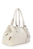GIGI - Women's Leather Top Handle Handbag / Shoulder Bag - OTHELLO 6165 - with heart keyring charm - Cream