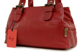 GIGI - Women's Leather Top Handle Handbag / Shoulder Bag - OTHELLO 6165 - with heart keyring charm - Red