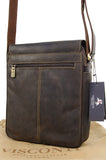 VISCONTI - Cross Body Organiser Bag - Genuine Leather - Flap Over Shoulder Messenger Bag - iPad /Kindle -16011 - LINK - Oil Brown
