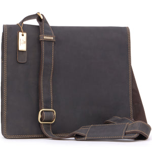 VISCONTI - Messenger Shoulder Bag - Hunter Leather - Tablet / iPad / Kindle - Office Work Shoulder Bag - 16025 HARVARD (M) - Oil Brown