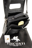VISCONTI - Women's Cross Body Bag - Atlantic Leather - Office Work Organiser Bag - Flap Over Shoulder Handbag - Tablet / iPad /Kindle - 1603 - GRACE - Black