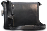 VISCONTI - Laptop Messenger Shoulder Bag - Distressed Leather - 13 to 14 Inch Laptop Bag with Removable Padded Laptop Cover - Office Work Organiser Bag - Multiple Pockets - 16072 - FOSTER - Oil Black