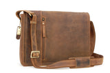 VISCONTI - Laptop Messenger Shoulder Bag - Distressed Leather - 13 to 14 Inch Laptop Bag with Removable Padded Laptop Cover - Office Work Organiser Bag - Multiple Pockets - 16072 - FOSTER - Oil Tan
