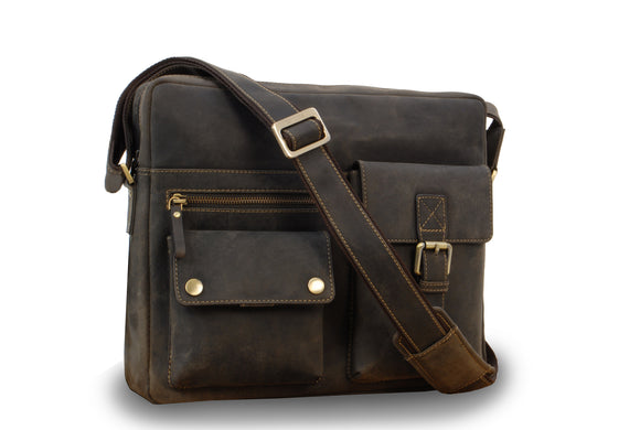 VISCONTI - Laptop Messenger Shoulder Bag - Hunter Leather - Office Work Organiser Bag - Multiple Pockets - 16077 - SCOTT - Oil Brown