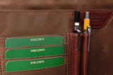 VISCONTI - A4 Zipped Document Folder - Genuine Leather - Executive Conference Notepad Holder - Business Portfolio Organiser - Credit Card + Pen Pockets - 18238 - BOND - Tan