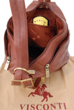 VISCONTI - Women's Rucksack Backpack Handbag - Genuine Leather- Adjustable Straps - Top Handle - 18357 - DANII - Brown
