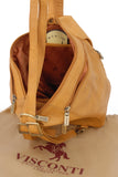 VISCONTI - Women's Rucksack Backpack Handbag - Genuine Leather- Adjustable Straps - Top Handle - 18357 - DANII - Sand (Tan)
