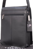 VISCONTI -  Messenger Shoulder Bag - Genuine Leather - Tablet / iPad / Kindle - Large Organsier Office Work Shoulder Bag - 18410 - JASPER - Oil Black