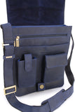 VISCONTI -  Messenger Shoulder Bag - Genuine Leather - Tablet / iPad / Kindle - Large Organsier Office Work Shoulder Bag - 18410 - JASPER - Oil Blue