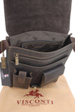 VISCONTI -  Messenger Shoulder Bag - Genuine Leather - Tablet / iPad / Kindle - Large Organsier Office Work Shoulder Bag - 18410 - JASPER - Oil Brown
