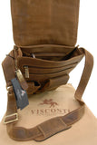 VISCONTI -  Messenger Shoulder Bag - Genuine Leather - Tablet / iPad / Kindle - Large Organsier Office Work Shoulder Bag - 18410 - JASPER - Oil Tan