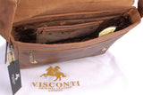 VISCONTI - Laptop Messenger Shoulder Bag - 15 Inch Laptop Bag - Hunter Leather - Office Work Organiser Bag - Multiple Pockets - 18516 - TEXAS (L) - Oil Tan