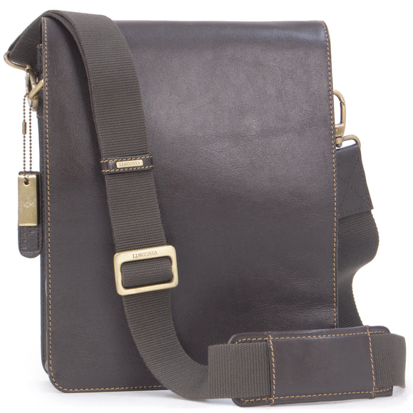 VISCONTI - Messenger Shoulder Bag - Genuine Leather - Tablet / iPad / Kindle - Office Work Shoulder Bag - 18563 - LEO - Mocha