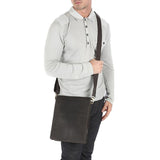 VISCONTI - Messenger Shoulder Bag - Genuine Leather - Tablet / iPad / Kindle - Office Work Shoulder Bag - 18563 - LEO - Oil Brown