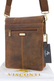 VISCONTI - Messenger Shoulder Bag - Genuine Leather - Tablet / iPad / Kindle - Office Work Shoulder Bag - 18563 - LEO - Oil Tan