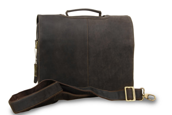 VISCONTI - Business Laptop Briefcase - Hunter Leather - 15 Inch Large Laptop Bag - Office Work Messenger Shoulder Bag - 18760 - AUSTIN - Oil Brown