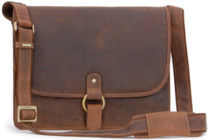 VISCONTI - Men's Shoulder Bag - Genuine Leather - 12 to 13 Inch Laptop Bag - A4 Office Work Bag - 18797 - GIANNI - Oil Tan
