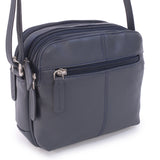 VISCONTI - Women's Small Leather Cross Body Bag / Organisor / Shoulder - with Long Adjustable Strap - HOLLY - 18939 - Navy Blue