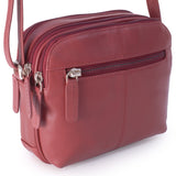 VISCONTI - Women's Small Leather Cross Body Bag / Organisor / Shoulder - with Long Adjustable Strap - HOLLY - 18939 - Red