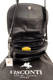 VISCONTI - Women's Cross Body Saddle Bag - Atlantic Leather - Flap Over Organiser Shoulder Handbag - Multiple Pockets - ATLANTIC - 2195 - Black