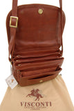 VISCONTI - Women's Cross Body Saddle Bag - Atlantic Leather - Flap Over Organiser Shoulder Handbag - Multiple Pockets - ATLANTIC - 2195 - Brown
