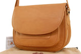 VISCONTI - Women's Cross Body Saddle Bag - Atlantic Leather - Flap Over Organiser Shoulder Handbag - Multiple Pockets - ATLANTIC - 2195 - Sand (Tan)