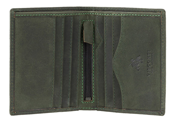 VISCONTI - Mens Wallet - Hunter Leather- Gift Boxed  - 705 - Arrow - Oil Green-RFID