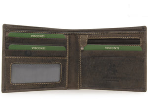 VISCONTI - Mens Wallet - Hunter Leather- Gift Boxed - 707 - Shield - Oil Brown - RFID