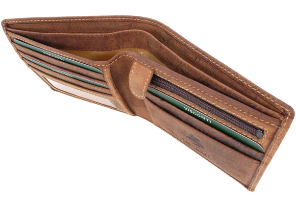 VISCONTI - Mens Wallet - Hunter Leather- Gift Boxed - 707 - Shield - Oil Tan-RFID