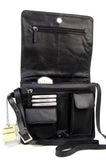 VISCONTI - Women's Cross Body Bag - Atlantic Leather - Office Work Organiser Messenger Bag - Flap Over Shoulder Handbag - Tablet / iPad /Kindle - Multiple Pockets - TESS - 754 - Black